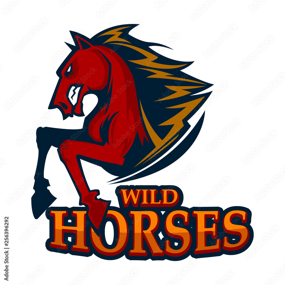 angry horse head mascot esports logo illustration Stock Vector | Adobe ...