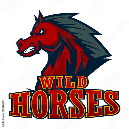 angry horse head mascot esports logo illustration