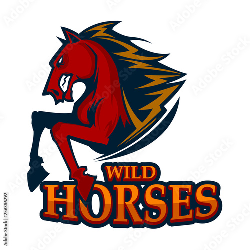 angry horse head mascot esports logo illustration