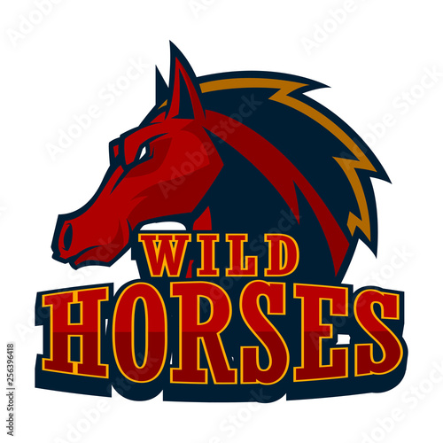 angry horse head mascot esports logo illustration