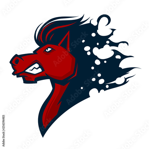 angry horse head mascot esports logo illustration