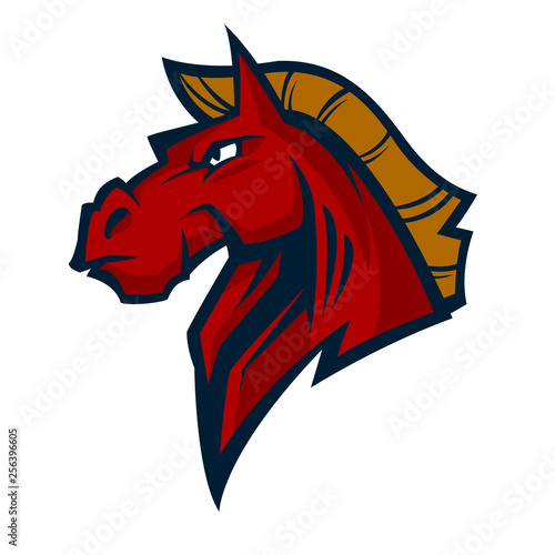 angry horse head mascot esports logo illustration