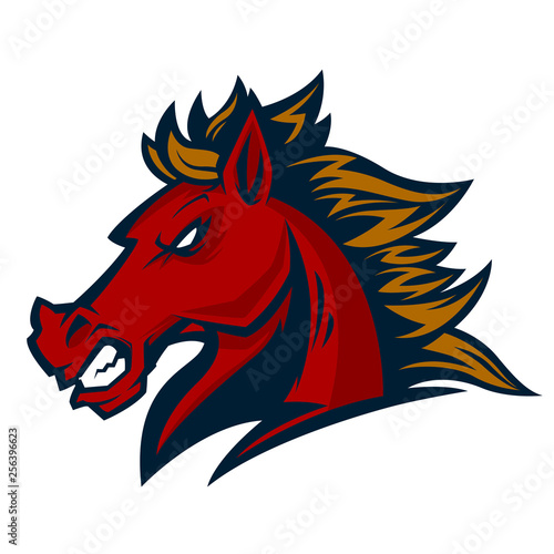 angry horse head mascot esports logo illustration
