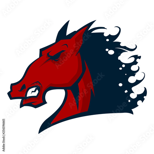 angry horse head mascot esports logo illustration