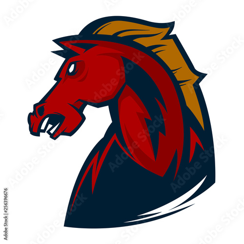 angry horse head mascot esports logo illustration