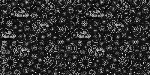 Doodle pattern Sky seamless...
