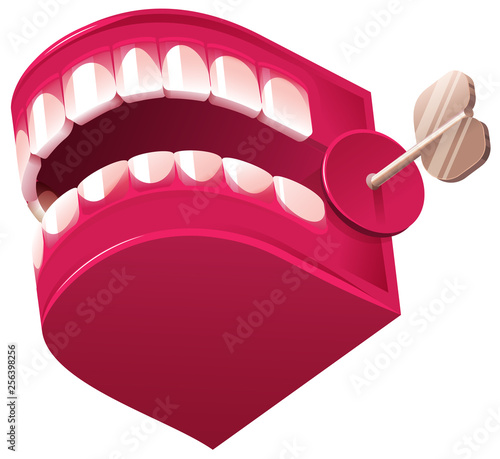 Funny denture clockwork jaw surprise toy isolated on white