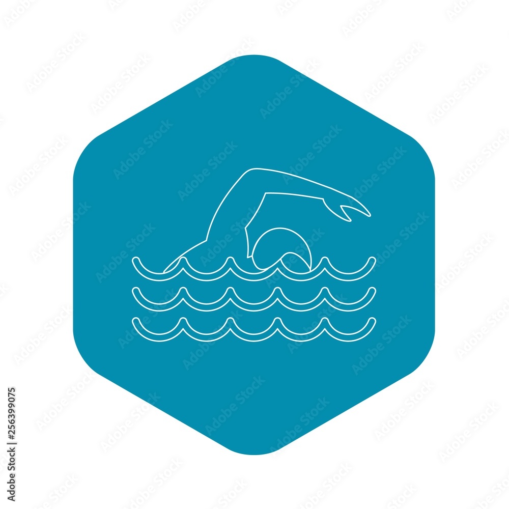 Man swimming the front crawl in a pool icon. Outline illustration of man swimming the front crawl in a pool vector icon for web