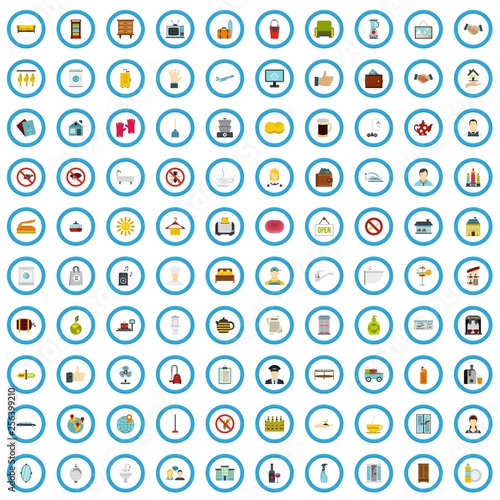 100 inn icons set in flat style for any design vector illustration
