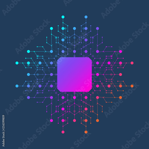 Chip vector illustration icon - computer chip symbol or design element. Computer chip or microchip processor for Artificial Intelligence (AI) concept.