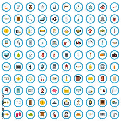 100 inn business icons set in flat style for any design vector illustration