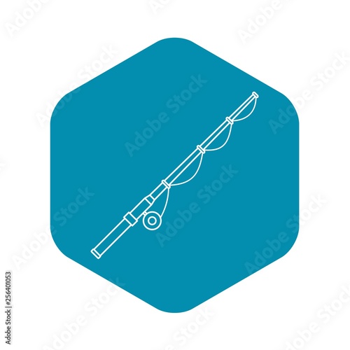 Fishing rod icon. Outline illustration of fishing rod vector icon for web