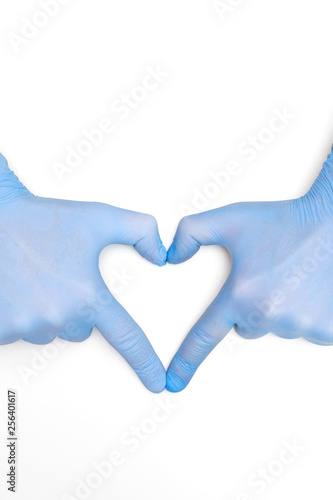 Hands in medicine latex surgical gloves