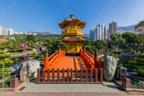 Nan Lian garden  Chinese classical garden  Golden Pavilion of Perfection in Nan Lian Garden  Hong Kong.