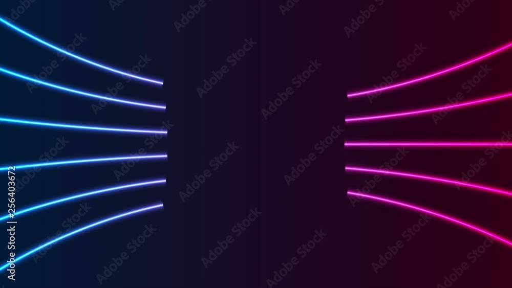 Blue and purple neon laser lines tech abstract motion background ...