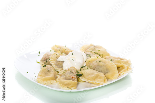 Dumplings boiled with stuffing on a white background