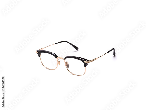 Glasses with transparent glasses in a fashionable frame on an isolated white background