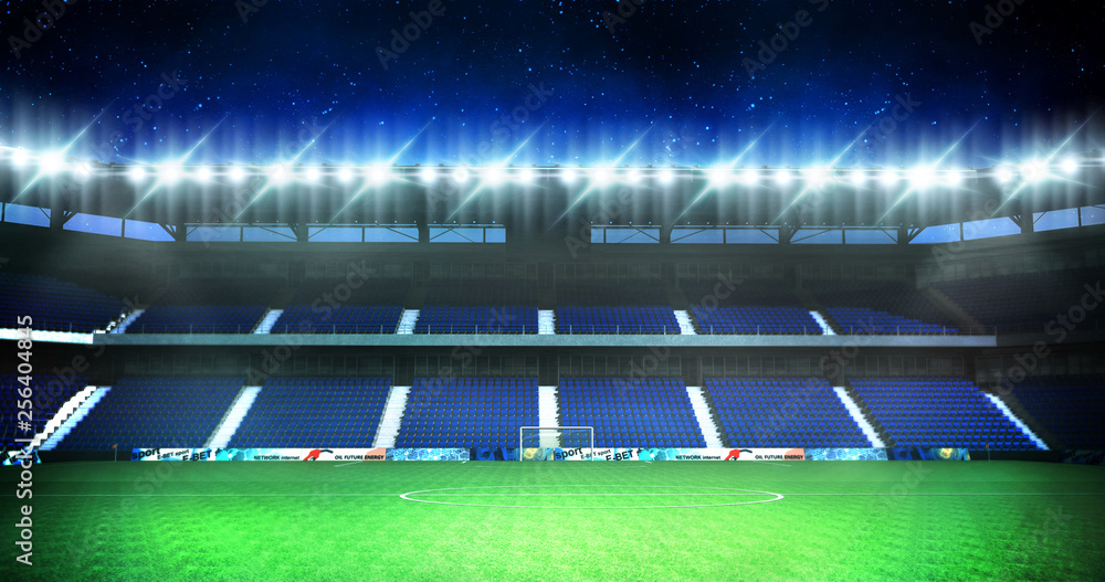 Empty seats football stadium background,3D rendering Stock Illustration
