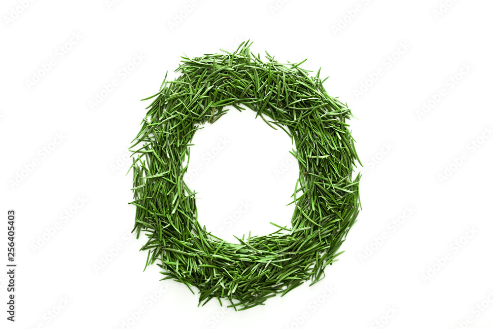 Letter O, alphabet made of green grass. Isolated on white background Letter O, alphabet made of green grass. Isolated on white background