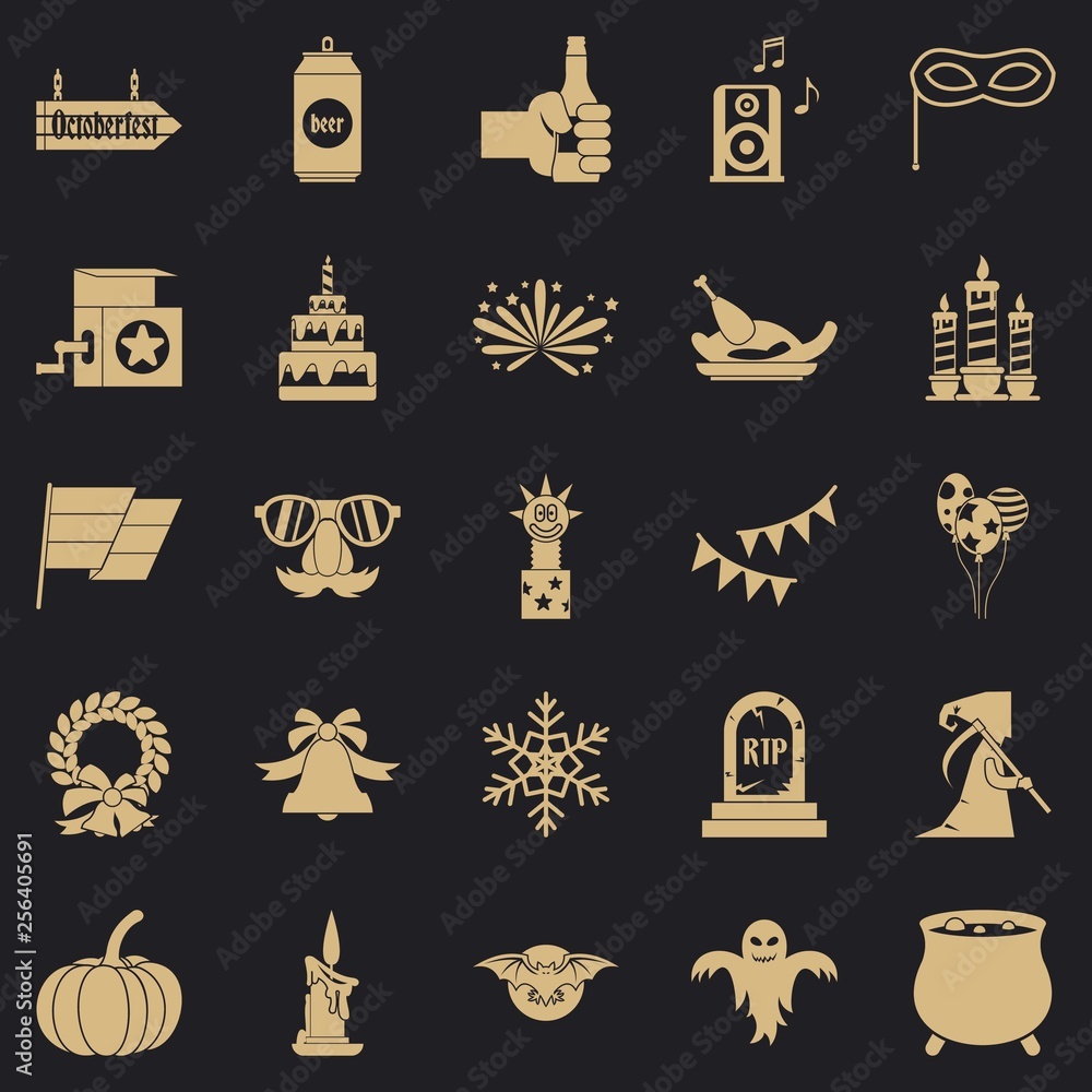 Relaxed pastime icons set. Simple set of 25 relaxed pastime vector icons for web for any design
