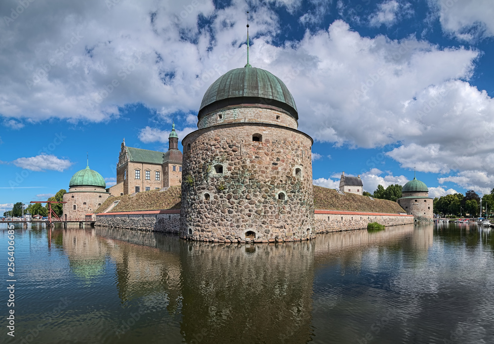 Vadstena Castle in the city of Vadstena, Sweden. View from south-west. Construction of the castle was started in 1545. The castle was completed in 1620.