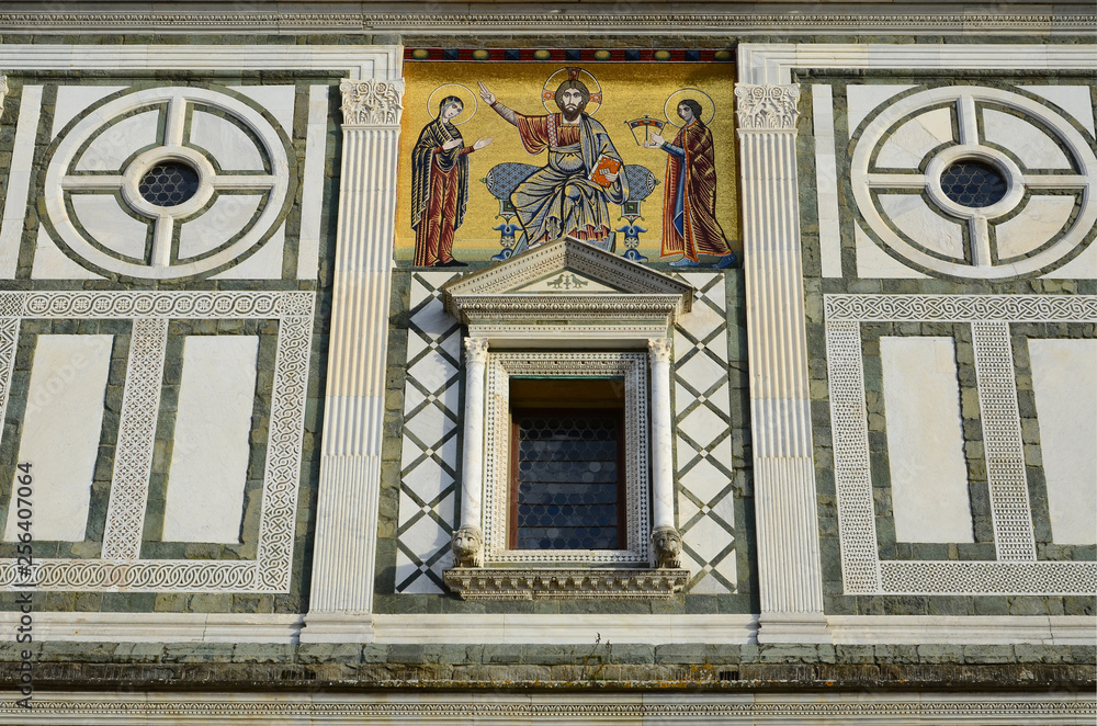 Detail of the facade of the church of San Miniato in Florence. Italy.