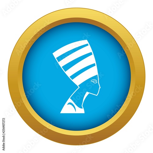 The head of the Egyptian queen icon blue vector isolated on white background for any design