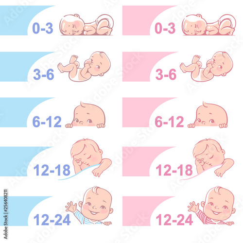 Cute little baby banner. Babies  sticker set.