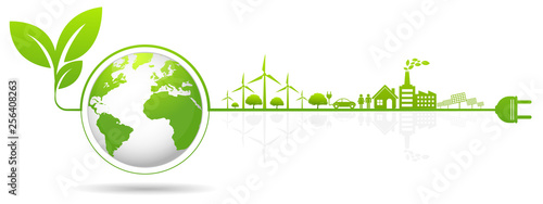 Obraz na plátne Ecology concept and Environmental ,Banner design elements for sustainable energy
