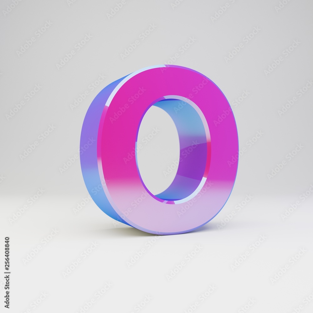 3d letter O uppercase. Rendered multicolor metal font with glossy reflections and shadow isolated on white background. 3d letter O uppercase. Rendered multicolor metal font with glossy reflections and shadow isolated on white background.