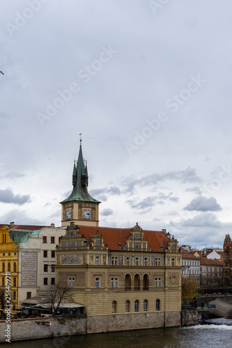 Prague cityscape on a cloudy day