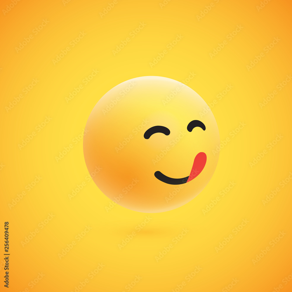Fototapeta premium Cute high-detailed yellow 3D emoticon for web, vector illustration
