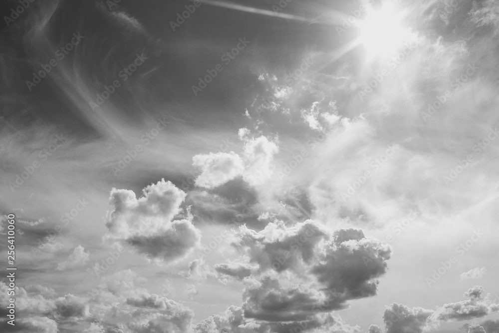 Black and white peaceful heaven background. Horizontal color ...