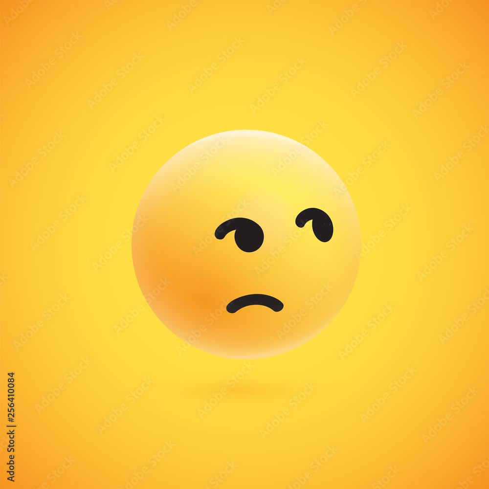 Fototapeta premium Cute high-detailed yellow 3D emoticon for web, vector illustration