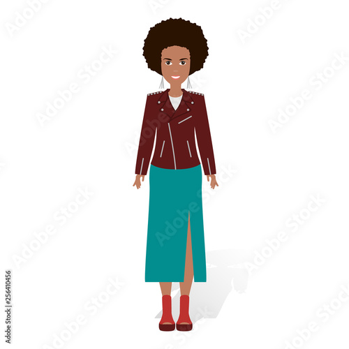 African American pretty girl. Vector Illustration of Black Woman with afro hairstyle. Great for avatars.