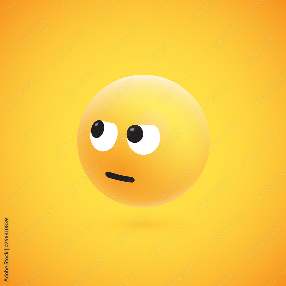 Fototapeta premium Cute high-detailed yellow 3D emoticon for web, vector illustration