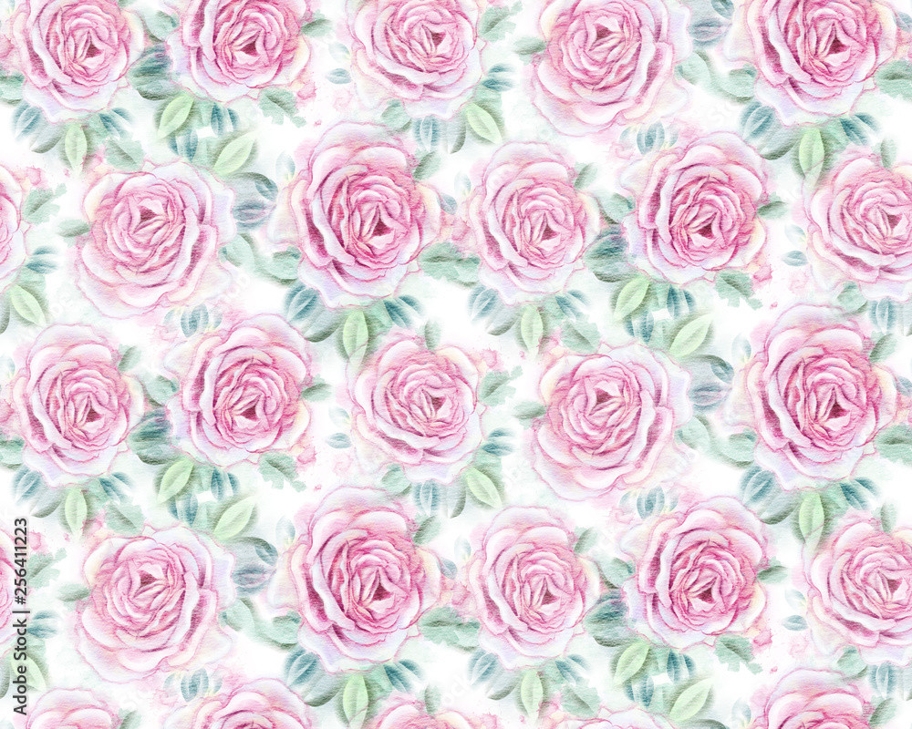 Seamless pattern with watercolor roses Seamless pattern with watercolor roses