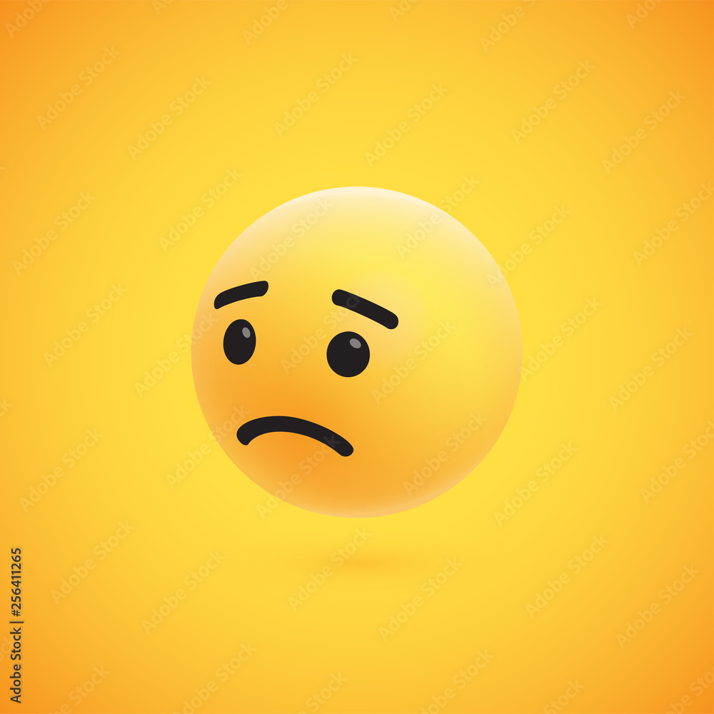 Fototapeta premium Cute high-detailed yellow 3D emoticon for web, vector illustration