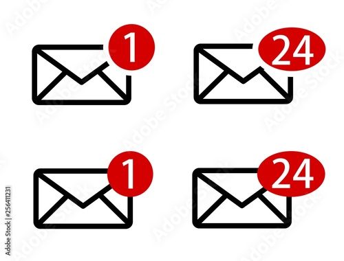 Set of envelope icons with message sign vector 