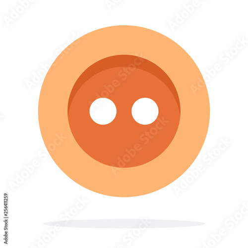 Orange button with two holes vector flat isolated