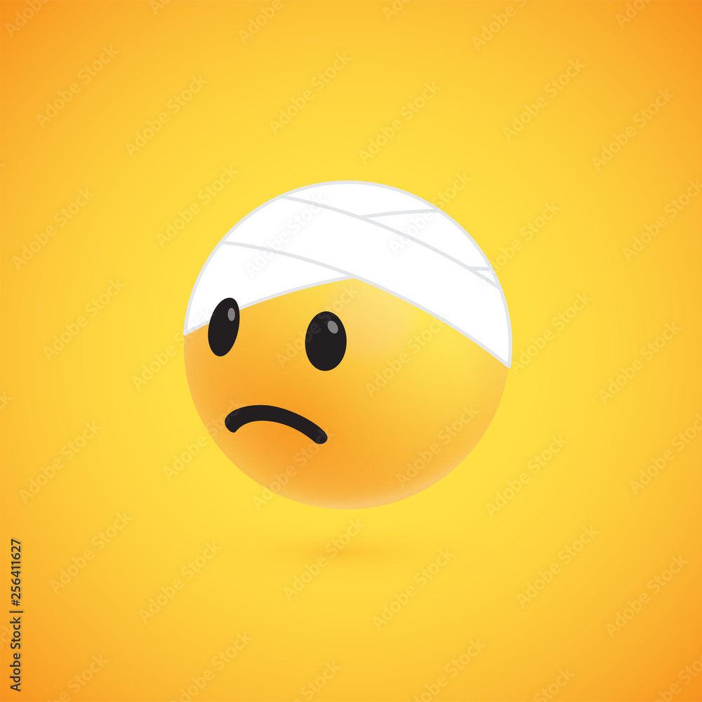 Cute high-detailed yellow 3D emoticon for web, vector illustration