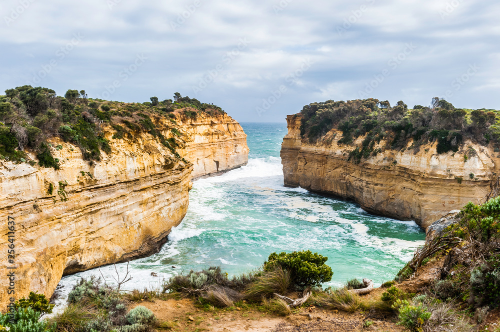 Loch Ard Gorge near the Twelve Apostles on a windy spring day on the Great Ocean Road in Victoria, Australia