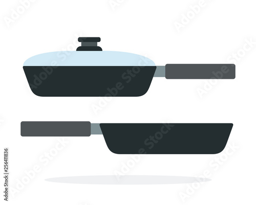 Two pan for frying vector flat isolated