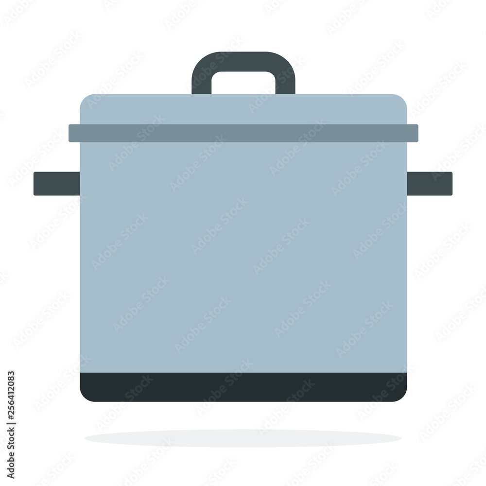 Large cooking pot with lid vector flat isolated Large cooking pot with lid vector flat isolated