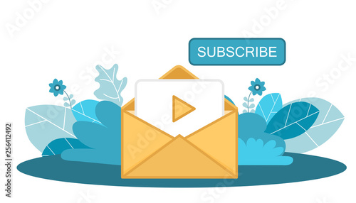 Flat design concept of regularly distributed news publication via e-mail with some topics of interest to its subscribers. Flat vector illustration. Newsletter concept