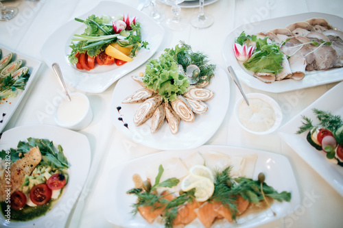 salad and other food on table