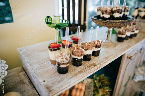 Delicious wedding reception candy bar