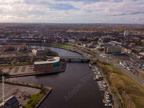 photo of the river Tees and the sky line showing Stockton on tees and thornaby 