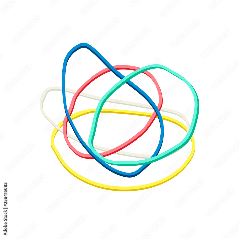 colorful rubber bands on white background colorful rubber bands on white background