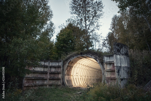Abandoned ballistic missile bunker in the forest